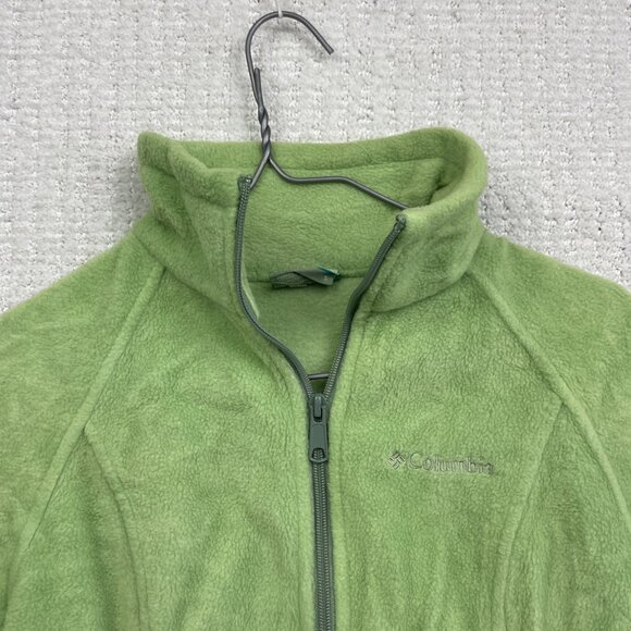 Columbia Women's Sz Small Lime Green Polar Fleece Jacket Full Zip Pockets Hike - Picture 2 of 16